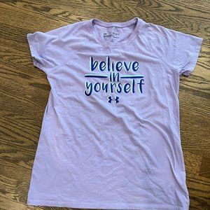 Purple Under Armour Believe in Yourself t shirt